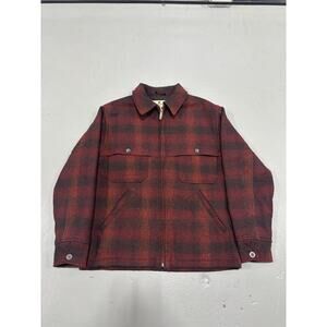 Woolrich Men's Black Ombre Plaid Wool Insulated Jacket Full Zip Coat Medium